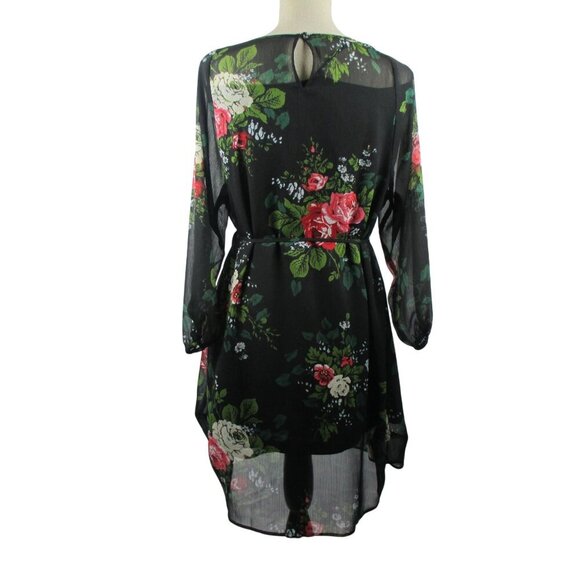 LOFT Dress Petite Black Floral Tie Waist Dark Romantic Size SP $89 - Picture 6 of 8